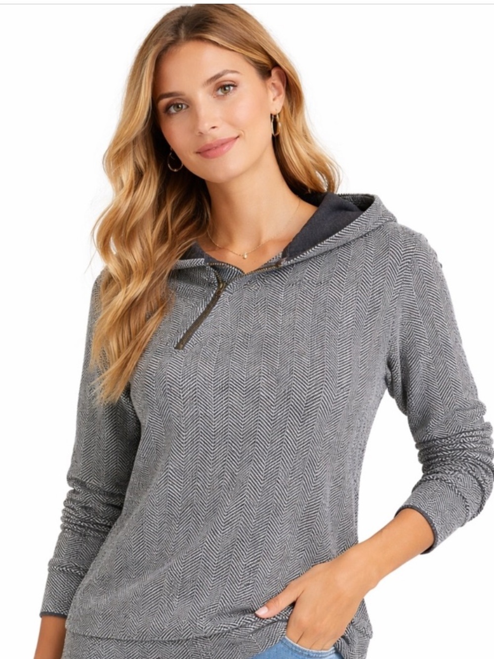 Scotch & Soda Maison Scotch Herringbone Asymmetrical Hoodie